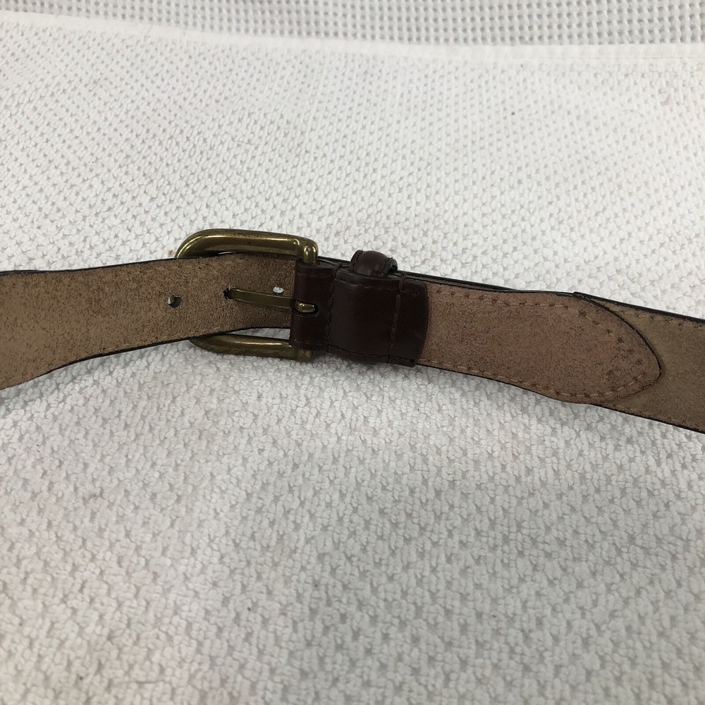 Designer Dress Belt 42 Brass Buckle Genuine Italian Calfskin Leather 1-1/4" Wide - Picture 5 of 11